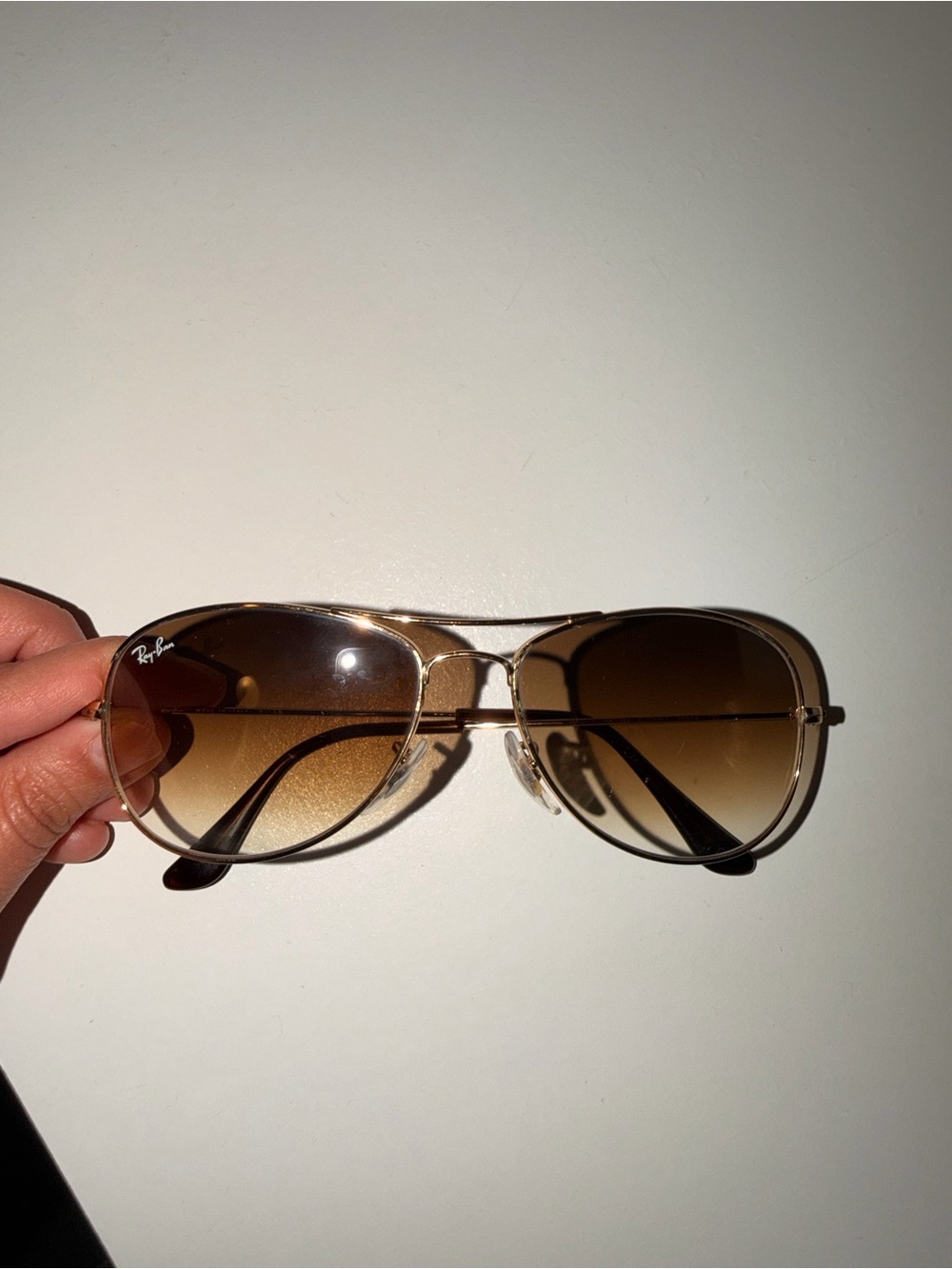 Ray-Ban Women's Gold Aviator Sunglasses with Brown Gradient Lenses